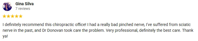 A 5-star Google review of Donovan May, DC praising the professional, effective care