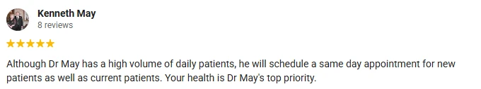 A 5-star Google review of Donovan May, DC praising the convenient scheduling